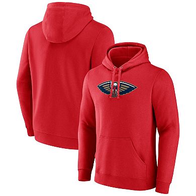 Men's Fanatics Branded  Red New Orleans Pelicans Primary Logo Pullover Hoodie