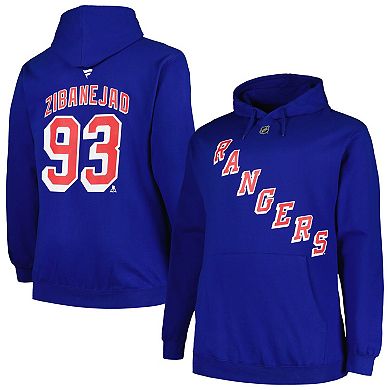 Men's Profile Mika Zibanejad Blue New York Rangers Big & Tall Name & Number Pullover Hoodie