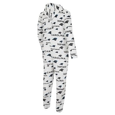 Men's Concepts Sport White Carolina Panthers Allover Print Docket Union Full-Zip Hooded Pajama Suit