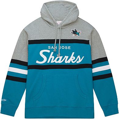 Men's Mitchell & Ness Teal/Gray San Jose Sharks Head Coach Pullover Hoodie