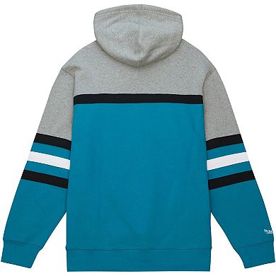 Men's Mitchell & Ness Teal/Gray San Jose Sharks Head Coach Pullover Hoodie