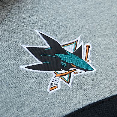 Men's Mitchell & Ness Teal/Gray San Jose Sharks Head Coach Pullover Hoodie