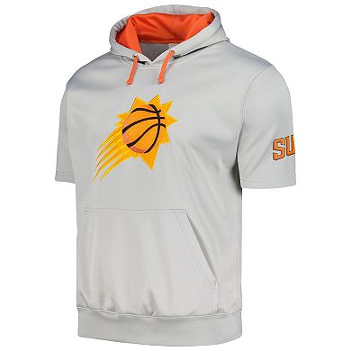 Men's Fanatics Branded Silver/Orange Phoenix Suns Short Sleeve Pullover Hoodie