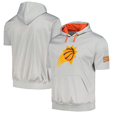 Men's Fanatics Branded Silver/Orange Phoenix Suns Short Sleeve Pullover Hoodie