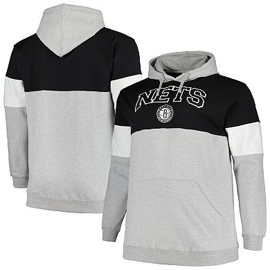 Men's Fanatics Branded Black/White Brooklyn Nets Big & Tall Pullover Hoodie