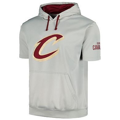 Men's Fanatics Branded Silver/Wine Cleveland Cavaliers Short Sleeve Pullover Hoodie