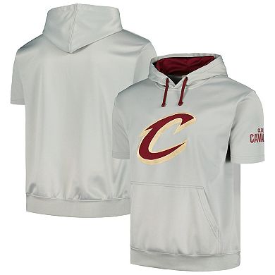 Men's Fanatics Branded Silver/Wine Cleveland Cavaliers Short Sleeve Pullover Hoodie