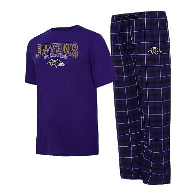 Men's Concepts Sport Purple/Black Baltimore Ravens Arctic T-Shirt & Pajama Pants Sleep Set