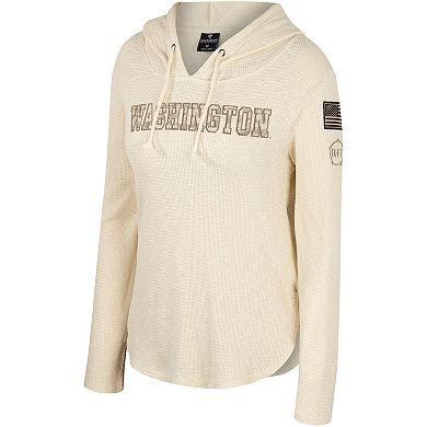 Women's Colosseum Cream Washington Huskies OHT Military Appreciation Casey Raglan Long Sleeve Hoodie T-Shirt