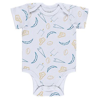 Newborn & Infant WEAR by Erin Andrews Gray/Powder Blue/White Los Angeles Chargers Three-Piece Turn Me Around Bodysuits & Pant Set