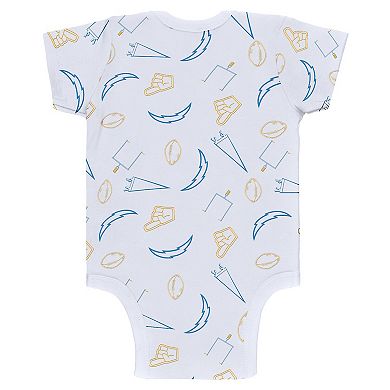 Newborn & Infant WEAR by Erin Andrews Gray/Powder Blue/White Los Angeles Chargers Three-Piece Turn Me Around Bodysuits & Pant Set
