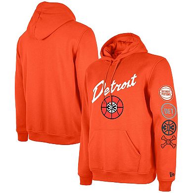 Men's New Era Orange Detroit Pistons Big & Tall 2023/24 City Edition Jersey Pullover Hoodie