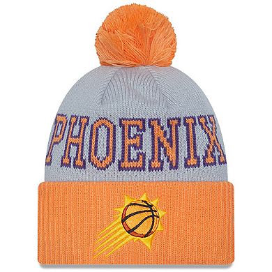 Men's New Era Orange/Gray Phoenix Suns Tip-Off Two-Tone Cuffed Knit Hat with Pom