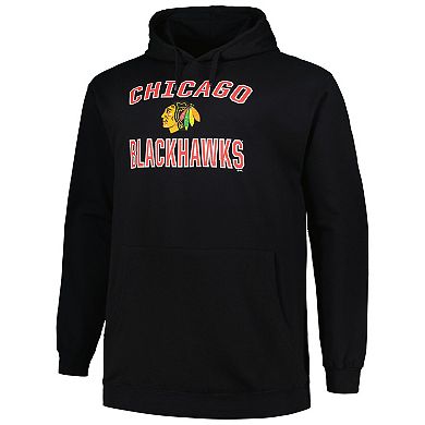 Men's Profile Black Chicago Blackhawks Big & Tall Arch Over Logo Pullover Hoodie