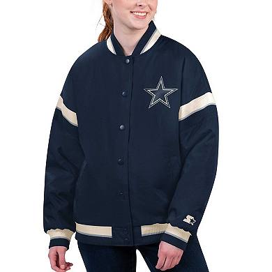 Women's Starter Navy Dallas Cowboys Tournament Full-Snap Varsity Jacket