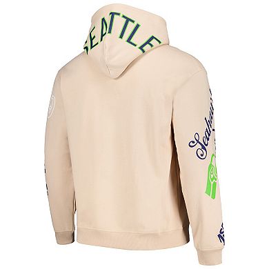 Unisex The Wild Collective Cream Seattle Seahawks Heavy Block Graphic Pullover Hoodie