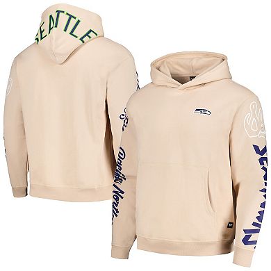 Unisex The Wild Collective Cream Seattle Seahawks Heavy Block Graphic Pullover Hoodie
