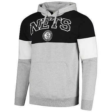 Men's Fanatics Branded Black Brooklyn Nets Contrast Pieced Pullover Hoodie