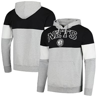 Men's Fanatics Branded Black Brooklyn Nets Contrast Pieced Pullover Hoodie