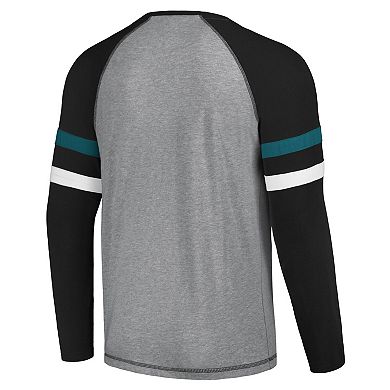 Men's Starter Gray/Black Jacksonville Jaguars Kickoff Raglan Long Sleeve T-Shirt