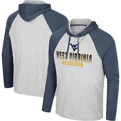 Men's Colosseum  Heather Gray West Virginia Mountaineers Hasta La Vista Raglan Hoodie Long Sleeve T-Shirt