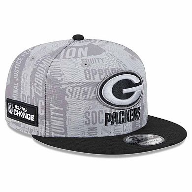 Men's New Era  Gray/Black Green Bay Packers 2023 Inspire Change 9FIFTY Snapback Hat