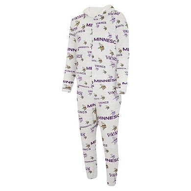 Men's Concepts Sport White Minnesota Vikings Allover Print Docket Union Full-Zip Hooded Pajama Suit