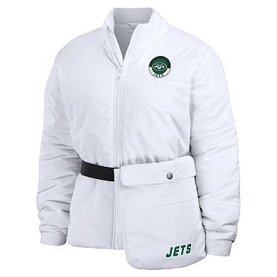 Women's WEAR by Erin Andrews  White New York Jets Packaway Full-Zip Puffer Jacket