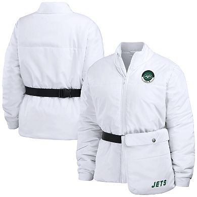 Women's WEAR by Erin Andrews  White New York Jets Packaway Full-Zip Puffer Jacket