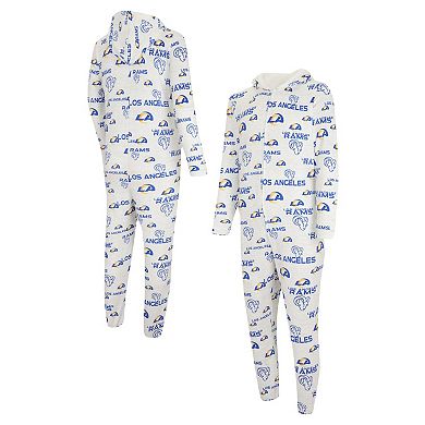 Men's Concepts Sport White Los Angeles Rams Allover Print Docket Union Full-Zip Hooded Pajama Suit