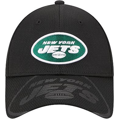 Men's New Era Black New York Jets Top Visor 9FORTY Adjustable Hat