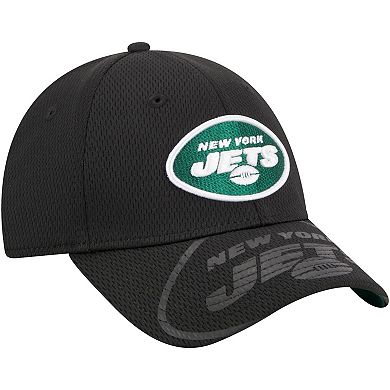 Men's New Era Black New York Jets Top Visor 9FORTY Adjustable Hat