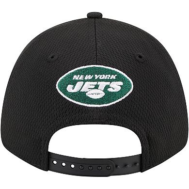 Men's New Era Black New York Jets Top Visor 9FORTY Adjustable Hat