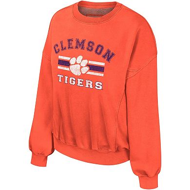 Women's Colosseum Orange Clemson Tigers Audrey Washed Pullover Sweatshirt