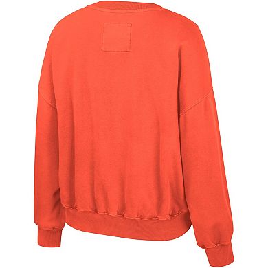 Women's Colosseum Orange Clemson Tigers Audrey Washed Pullover Sweatshirt