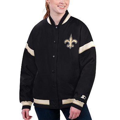 Women's Starter Black New Orleans Saints Tournament Full-Snap Varsity Jacket