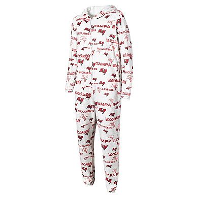 Men's Concepts Sport White Tampa Bay Buccaneers Allover Print Docket Union Full-Zip Hooded Pajama Suit