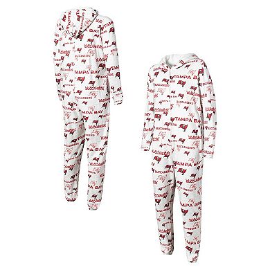 Men's Concepts Sport White Tampa Bay Buccaneers Allover Print Docket Union Full-Zip Hooded Pajama Suit