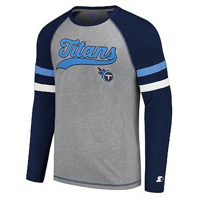 Men's Starter Gray/Navy Tennessee Titans Kickoff Raglan Long Sleeve T-Shirt