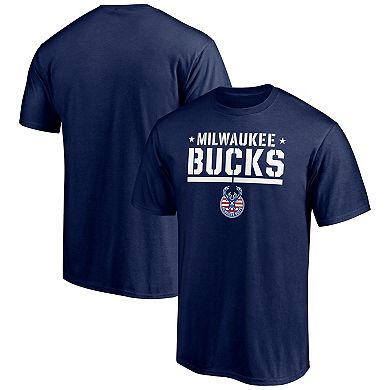 Men's Fanatics Branded Navy Milwaukee Bucks Hoops For Troops Trained T-Shirt