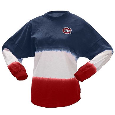 Women's Fanatics Branded Navy/Red Montreal Canadiens Ombre Long Sleeve T-Shirt