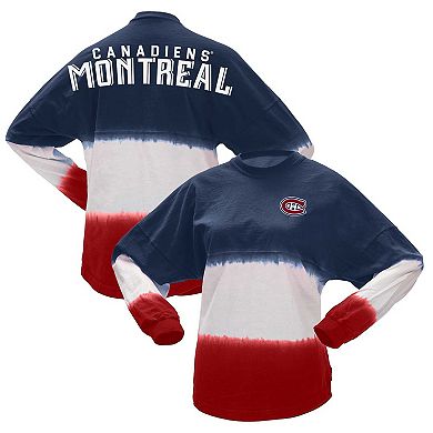 Women's Fanatics Branded Navy/Red Montreal Canadiens Ombre Long Sleeve T-Shirt
