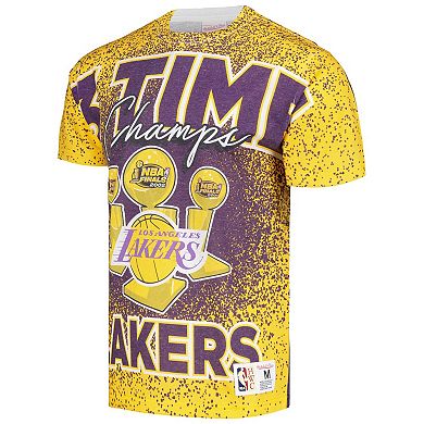 Men's Mitchell & Ness Gold Los Angeles Lakers Hardwood Classics 3X NBA Champions Champ City T-Shirt