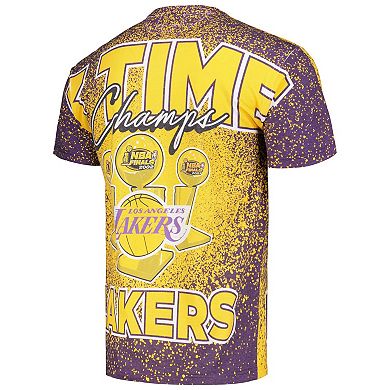 Men's Mitchell & Ness Gold Los Angeles Lakers Hardwood Classics 3X NBA Champions Champ City T-Shirt