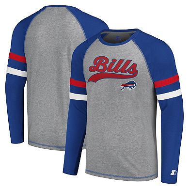 Men's Starter Gray/Royal Buffalo Bills Kickoff Raglan Long Sleeve T-Shirt