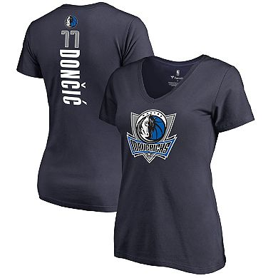 Women's Fanatics Branded Luka Doncic Navy Dallas Mavericks Backer V-Neck T-Shirt