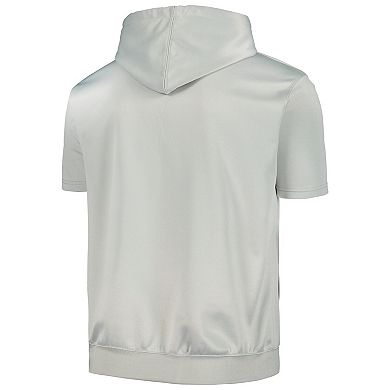 Men's Fanatics Branded Silver/White Brooklyn Nets Short Sleeve Pullover Hoodie