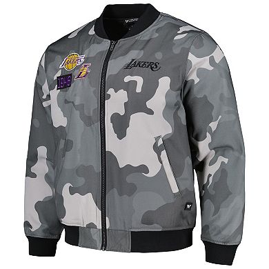 Unisex The Wild Collective Gray Los Angeles Lakers 2023/24 City Edition Camo Bomber Full-Zip Jacket