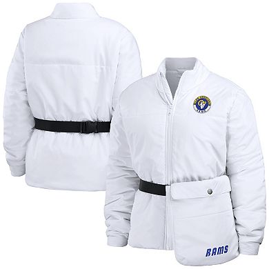 Women's WEAR by Erin Andrews  White Los Angeles Rams Packaway Full-Zip Puffer Jacket