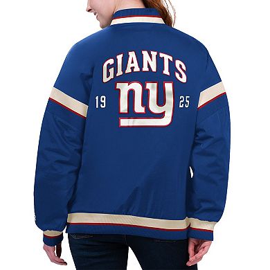 Women's Starter Royal New York Giants Tournament Full-Snap Varsity Jacket
